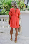 Happy Times Ahead V-Neck Tiered Dress - Orange | Makk Fashions