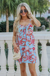 Hawaii Time Tropical Print Sleeveless Dress - Aqua | Makk Fashions