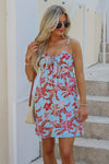 Hawaii Time Tropical Print Sleeveless Dress - Aqua | Makk Fashions