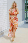 Hawaiian Delight Smocked One-Shoulder Top - Orange Multi | Makk Fashions