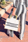 Hello Weekend Bamboo Tote Bag - Ivory | Makk Fashions