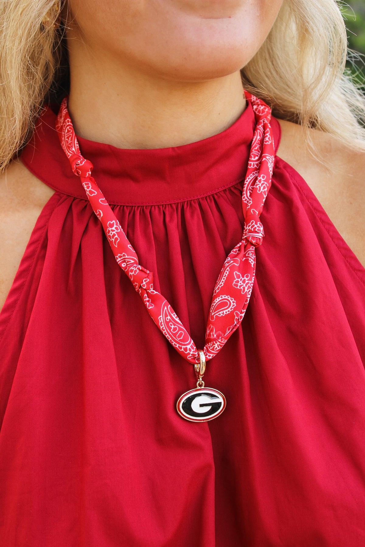 Georgia Bulldogs Bandana Scarf Necklace
