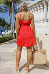 Summer Parties Front Tie Mini Dress - Red