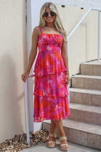 Summer Elegance Chiffon Tiered Maxi Dress - Fuchsia