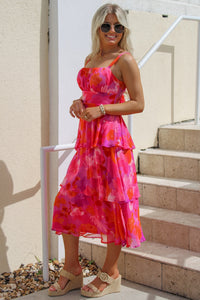 Summer Elegance Chiffon Tiered Maxi Dress - Fuchsia