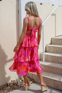 Summer Elegance Chiffon Tiered Maxi Dress - Fuchsia