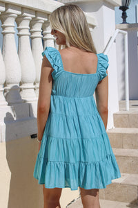 Friends Day Out Tiered Babydoll Dress - Aqua