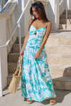 Cheerful Beginnings Floral Maxi Dress - Turquoise