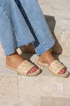 The Lindsey Raffia Woven Slide Sandal - Natural