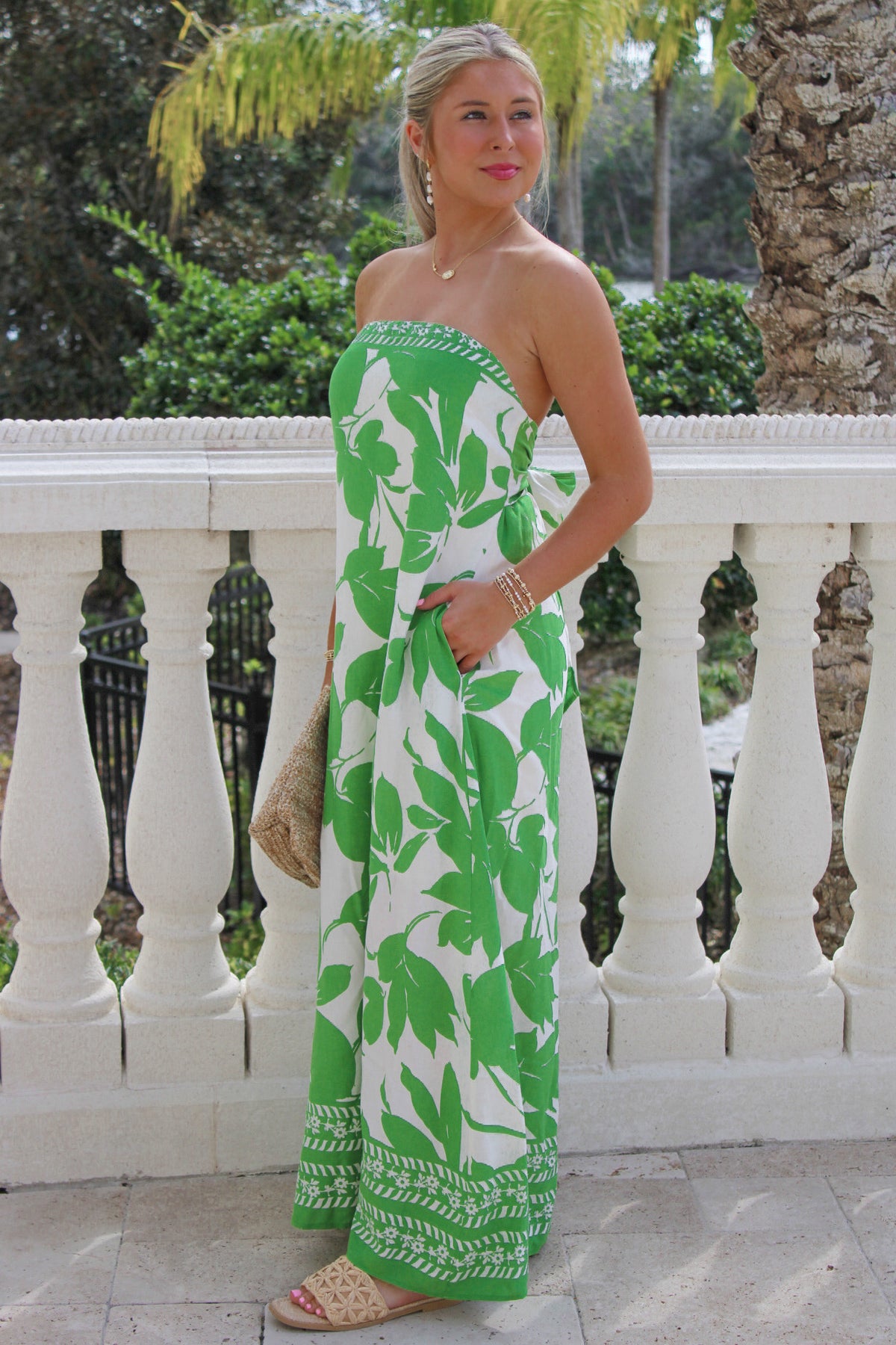 Be Bold Tropical Printed Maxi Dress - Green