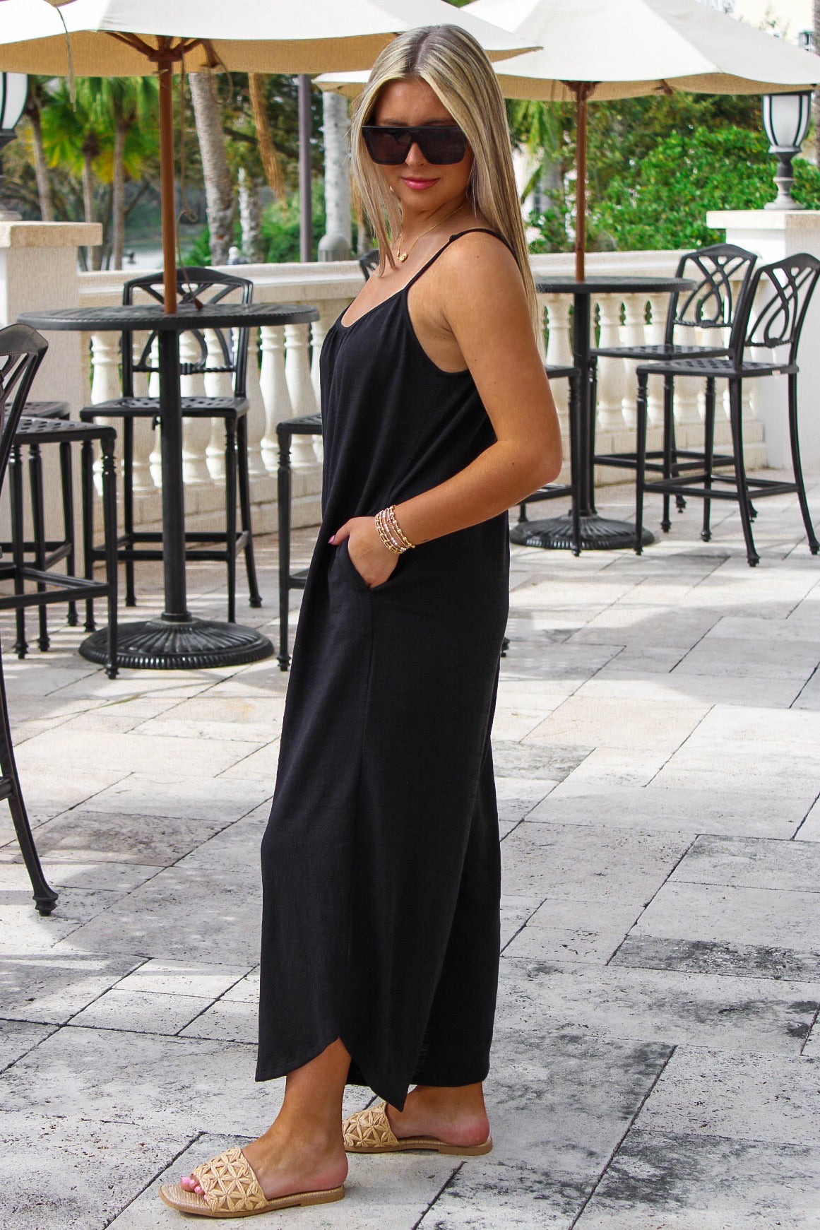 Z Supply: Textured Flared Jumpsuit - Black – Makk Fashions