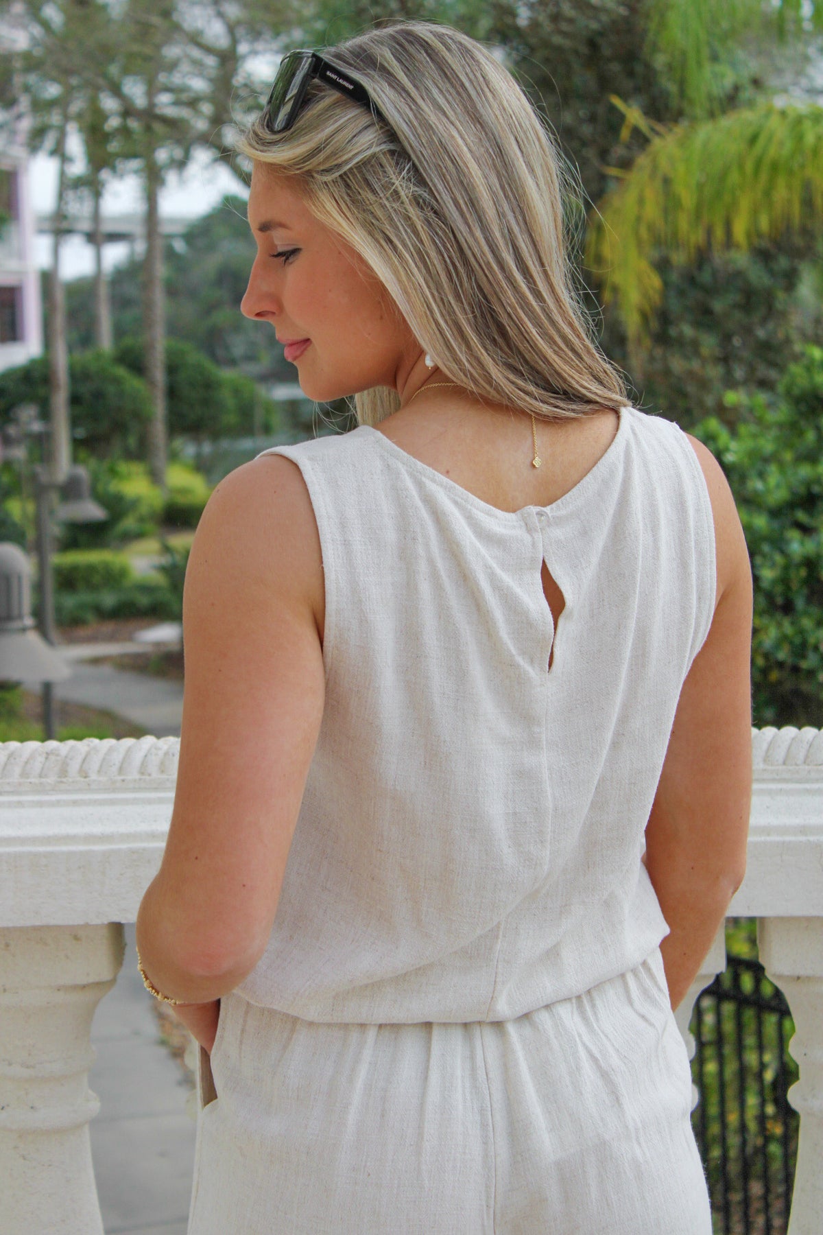 Looking Ahead Sleeveless Linen Top - Oatmeal