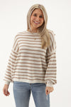 In My Thoughts Stripe Knit Sweater - Taupe | Makk Fashions