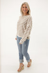 In My Thoughts Stripe Knit Sweater - Taupe | Makk Fashions