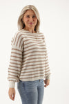 In My Thoughts Stripe Knit Sweater - Taupe | Makk Fashions