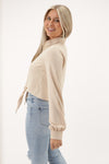 In the Moment Collared Crop Top - Lt. Taupe | Makk Fashions