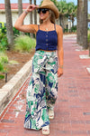 Island Delight Wide Leg Pants - Blush/Navy | Makk Fashions