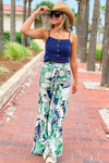 Island Delight Wide Leg Pants - Blush/Navy | Makk Fashions