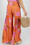 Island Delight Wide Leg Pants - Orange/Pink | Makk Fashions