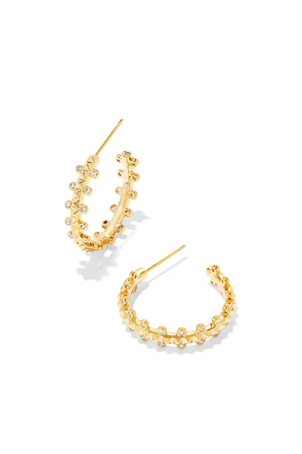 Kendra Scott: Jada Small Gold Hoop Earrings - White Crystal | Makk Fashions