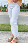 Jeanene High Rise Crop Flare - White | Makk Fashions