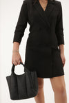 Jesse Paneled Satchel w/ Long Strap Bag - Black | Makk Fashions