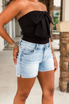 Jesse Side Slit Shorts - Light Wash | Makk Fashions