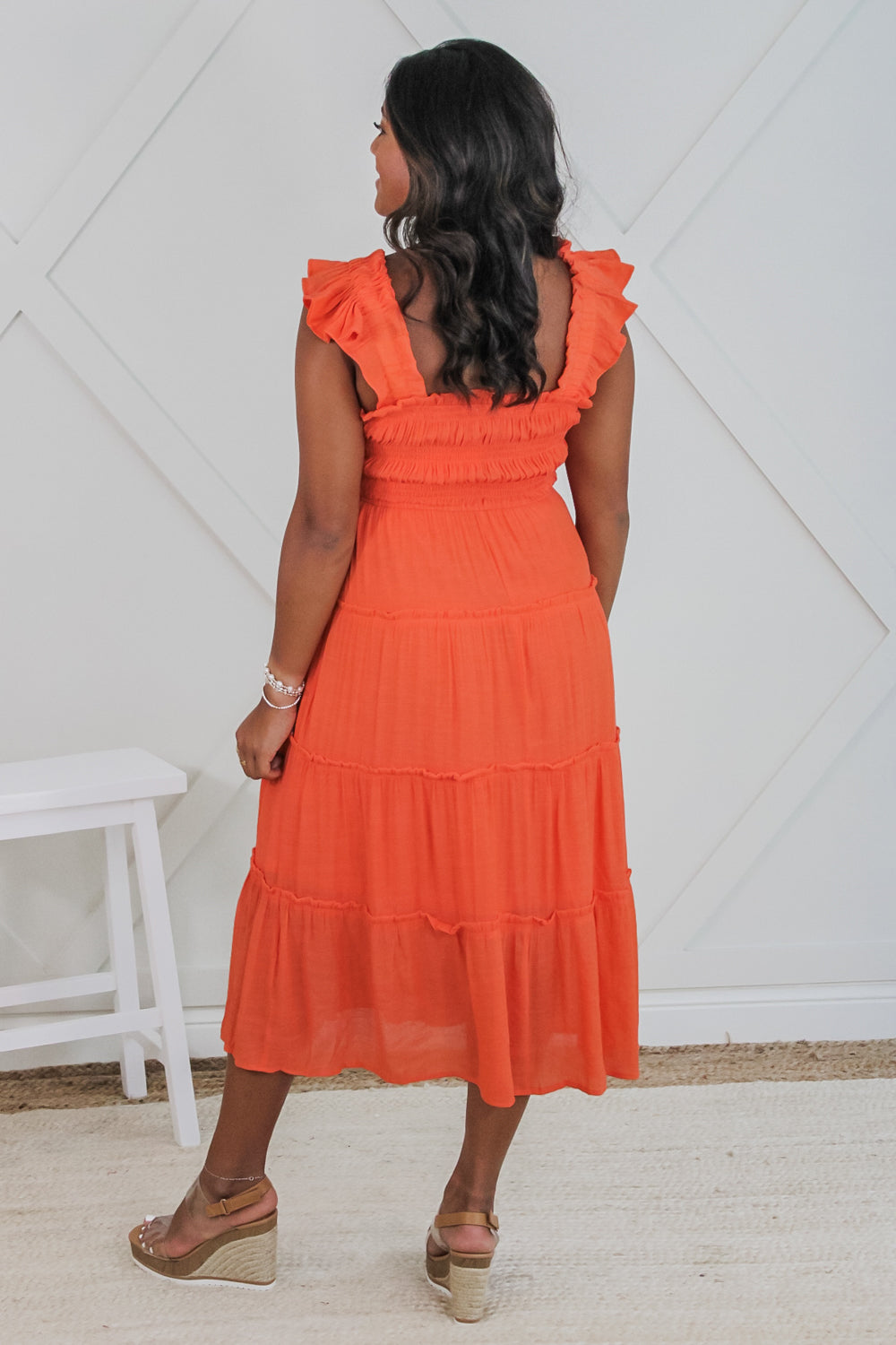 Joyful Summers Smocked Tiered Maxi Dress - Orange | Makk Fashions