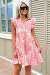 Joyful Summers V-Neck Dress - Coral | Makk Fashions