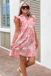 Joyful Summers V-Neck Dress - Coral | Makk Fashions