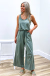 Jump In To Autumn Wide Leg Jumpsuit - Olive | Makk Fashions