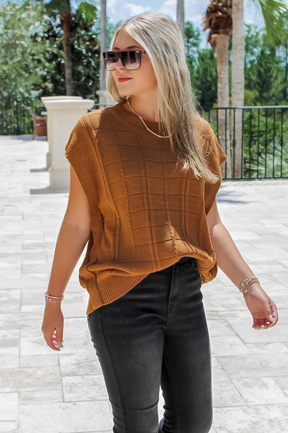Keep You Close Knit Sweater Vest - Pale Brown | Makk Fashions