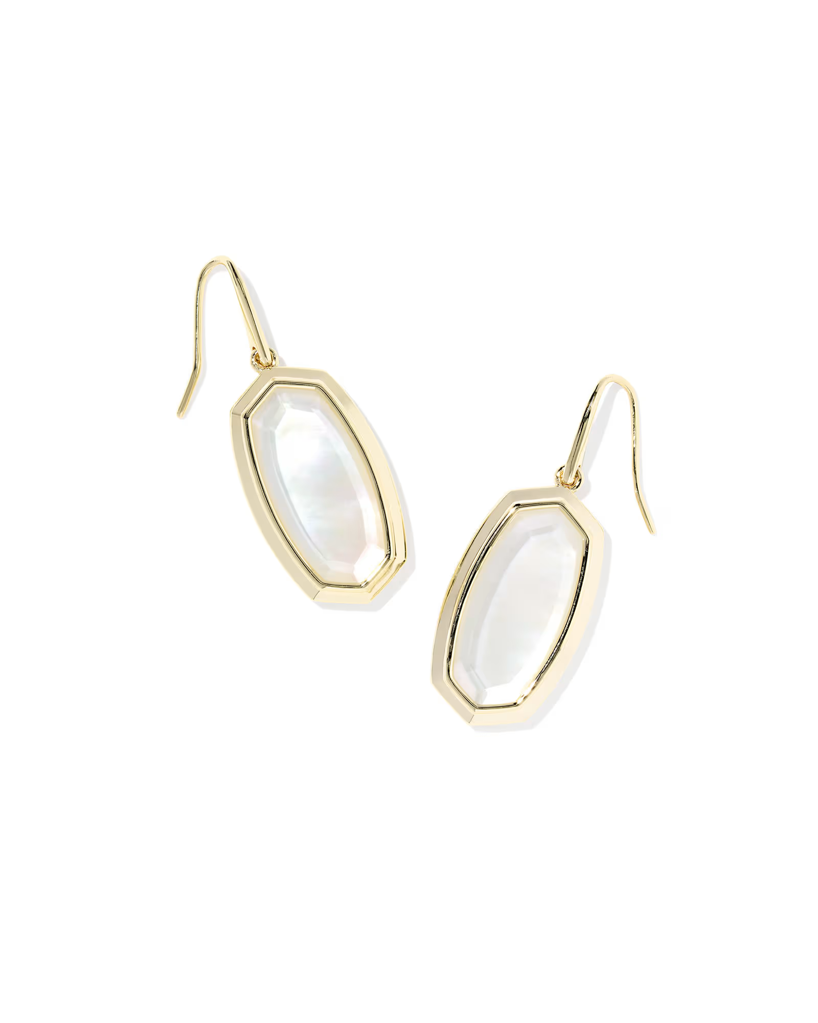Kendra Scott: Dani Bezel Drop Gold Earrings -  Ivory MOP