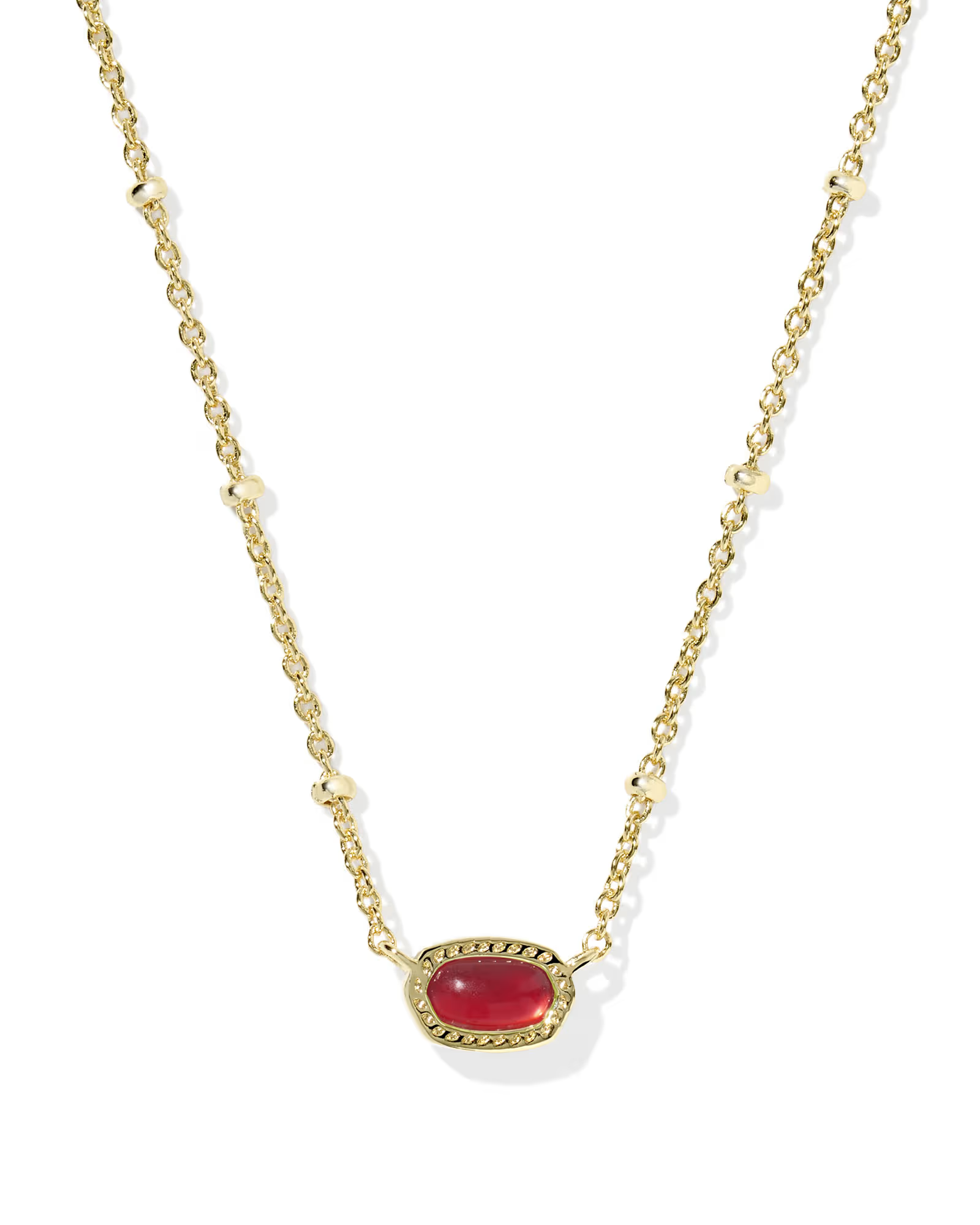 Kendra Scott: Mini Elisa Gold Satellite Short Pendant Necklace - Carmne Red Illusion