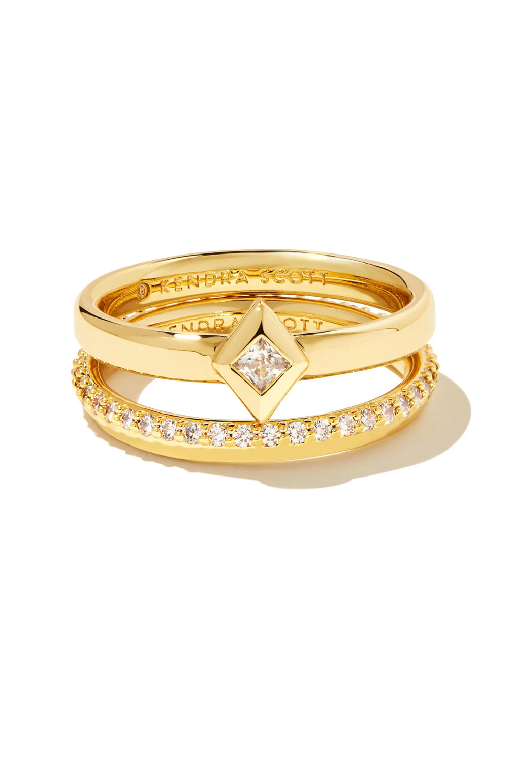 Kendra Scott: Kinsley Gold Ring Set  White Crystal | Makk Fashions