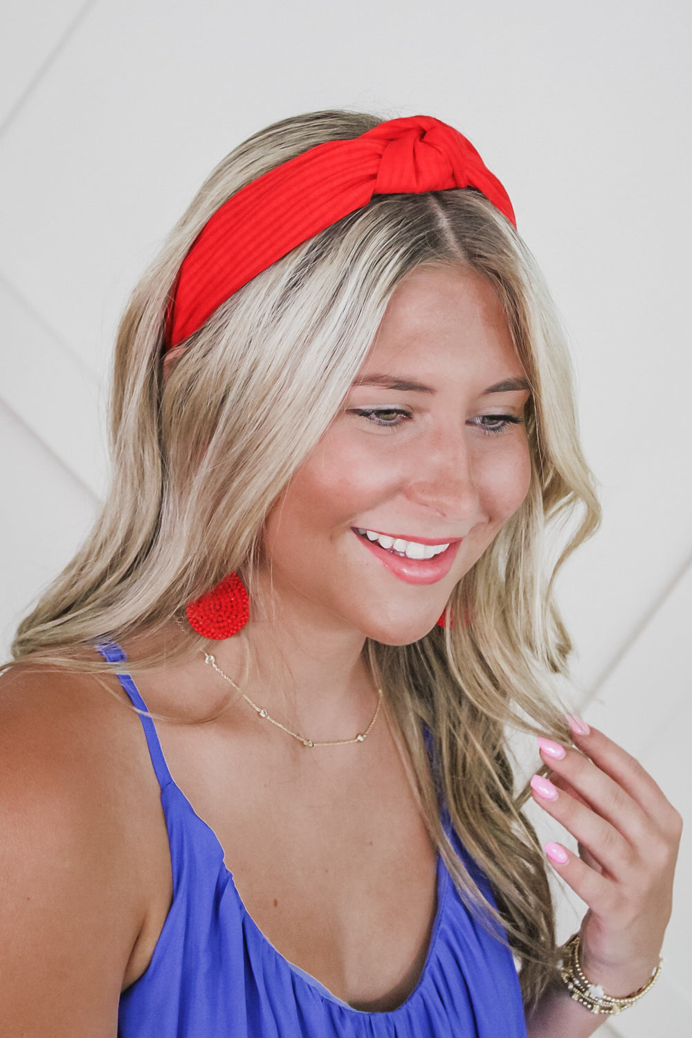 Knotted Rib Knit Headband - Red | Makk Fashions