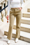 Kylee High Rise Twill Pants - Sand | Makk Fashions