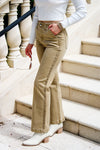 Kylee High Rise Twill Pants - Sand | Makk Fashions