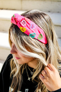 LOVE YOU Heart Bead Headband - Pink | Makk Fashions
