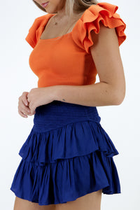 Lead The Way Smocked Ruffle Mini Skirt - Royal Blue | Makk Fashions