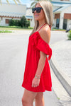 Let's Celebrate Ruffle Mini Dress - Red | Makk Fashions