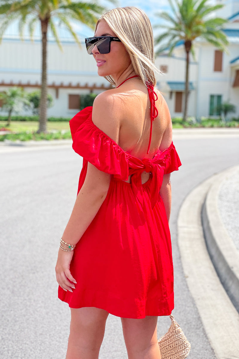 Let's Celebrate Ruffle Mini Dress - Red | Makk Fashions