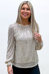 Let's Shine Tonight Sequin Top - Cream | Makk Fashions