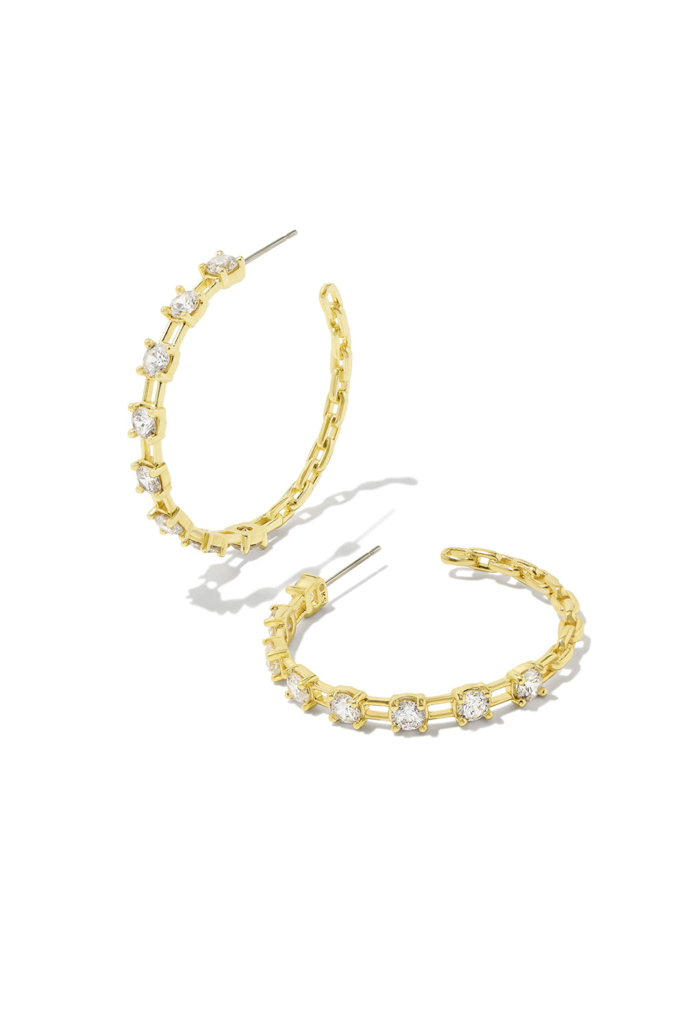 Kendra Scott: Lexi Gold Hoop Earrings - White Crystal | Makk Fashions