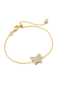 Kendra Scott: Lillia Crystal Butterfly Gold Bracelet - White Crystal | Makk Fashions