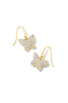 Kendra Scott: Lillia Crystal Butterfly Gold Drop Earrings - White Crystal | Makk Fashions