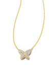 Kendra Scott: Lillia Crystal Butterfly Gold Pendant Necklace - White Crystal | Makk Fashions