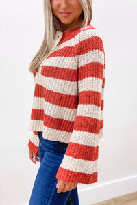 Living Life Striped Sweater - Burnt Orange | Makk Fashions