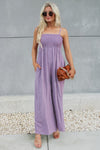 Looking Ahead Smocked Linen Jumpsuit - Lavender | Makk Fashions