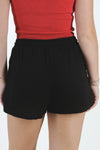 Lotus & Luna: Black Cotton Cabana Drawstring Shorts | Makk Fashions